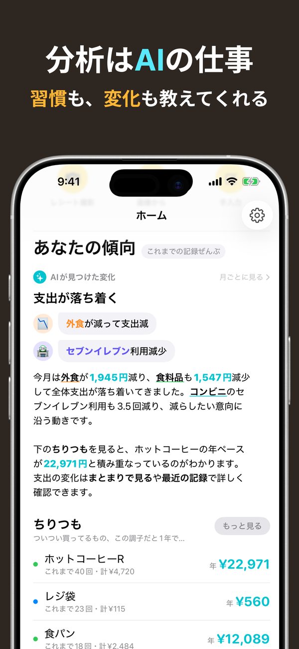 分析はAIの仕事。習慣も、変化も教えてくれる